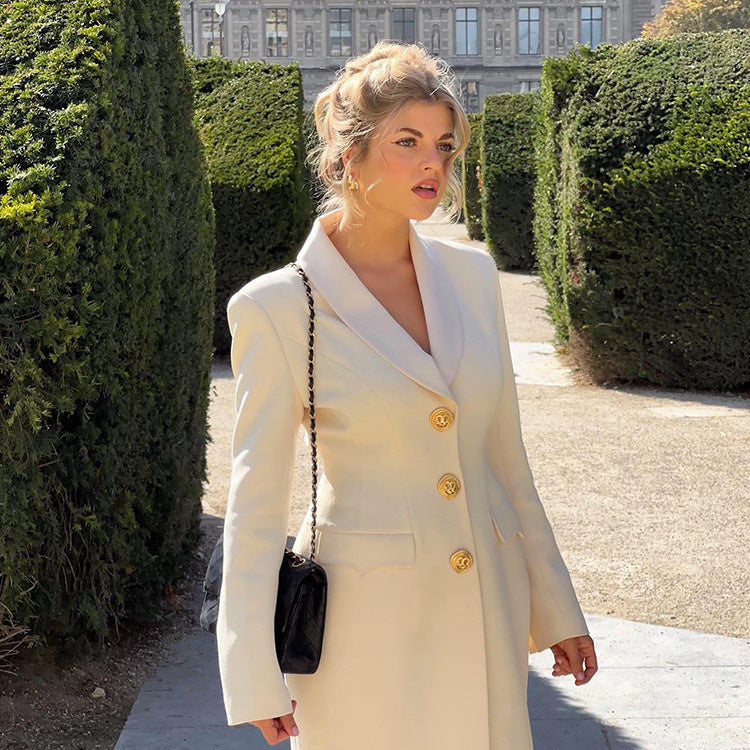 Retro Classic Color Metal Button Coat
