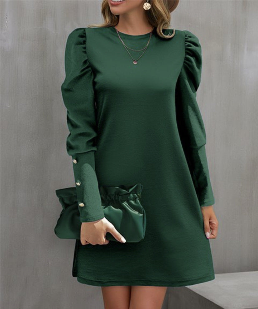 Round neck puff sleeve top