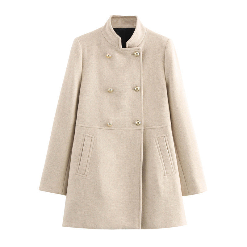 Blended double breasted coat