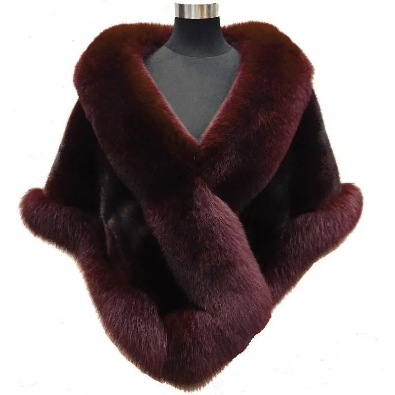 Mink fox fur cape coat dress shawl