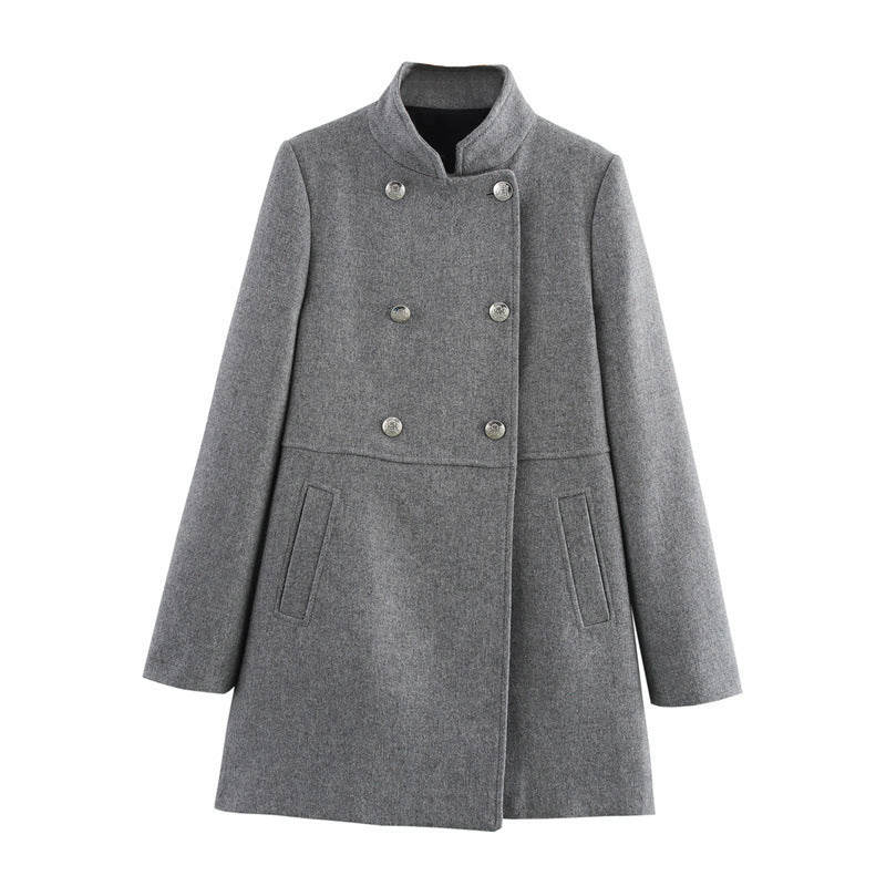 Blended double breasted coat