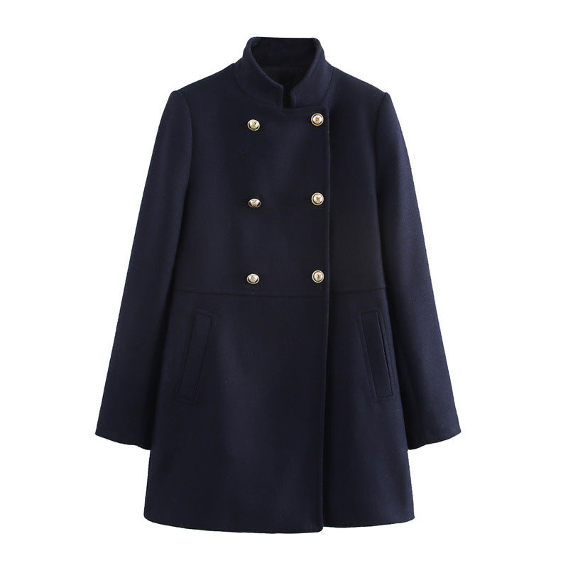 Blended double breasted coat