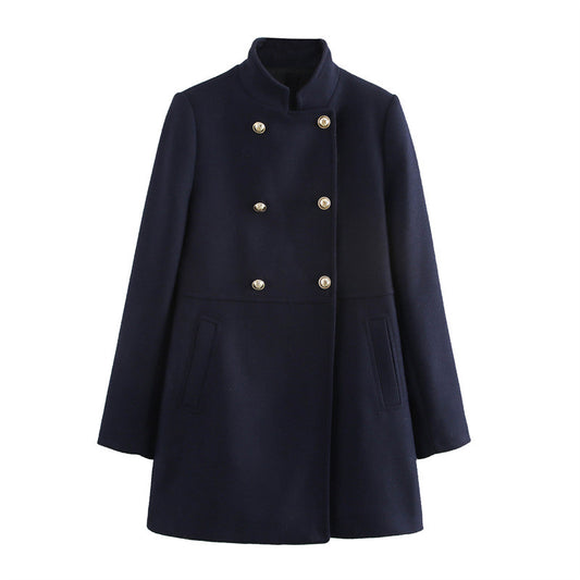 Blended double breasted coat