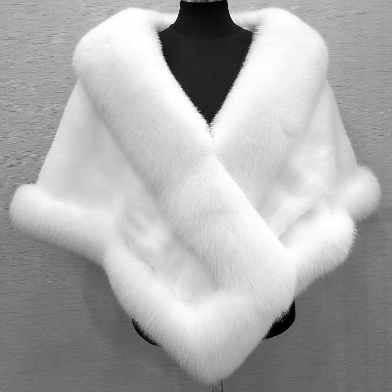 Mink fox fur cape coat dress shawl