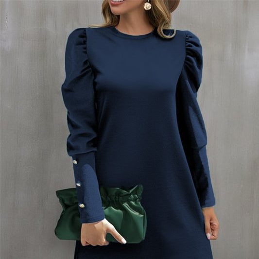 Round neck puff sleeve top