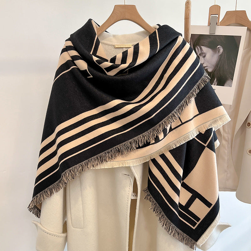 Striped cashmere scarf