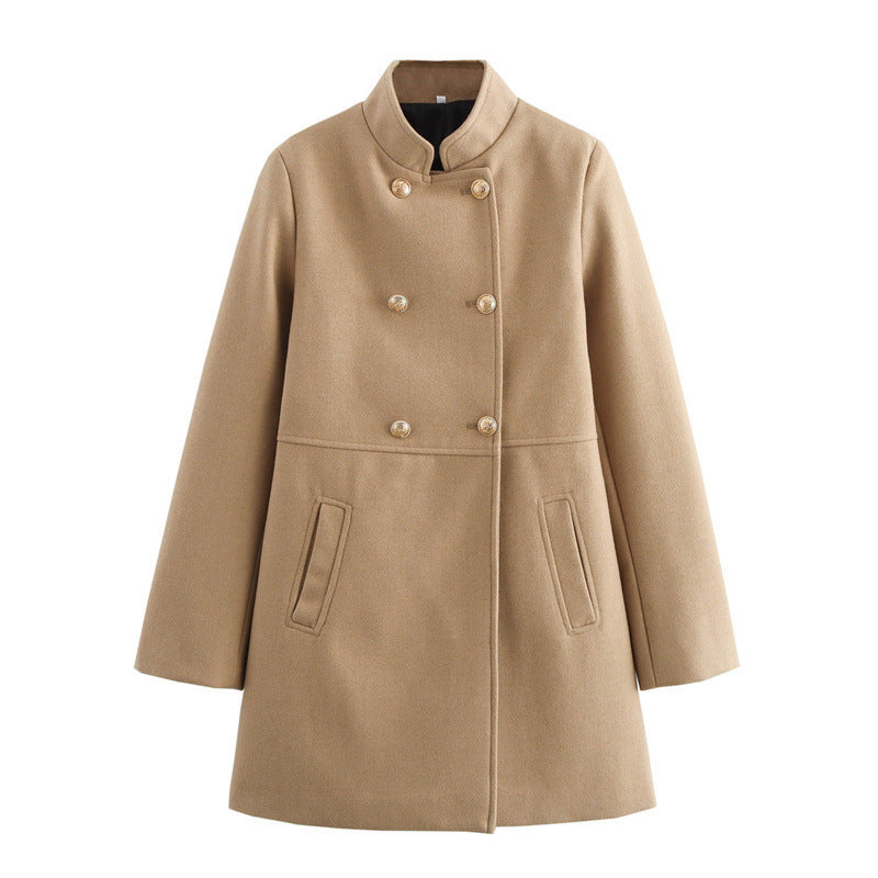 Blended double breasted coat