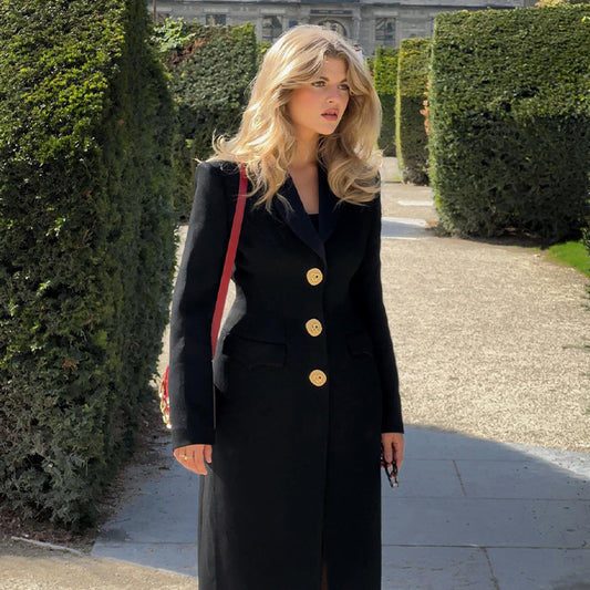 Retro Classic Color Metal Button Coat