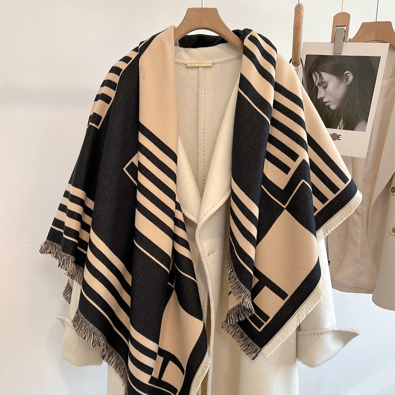 Striped cashmere scarf