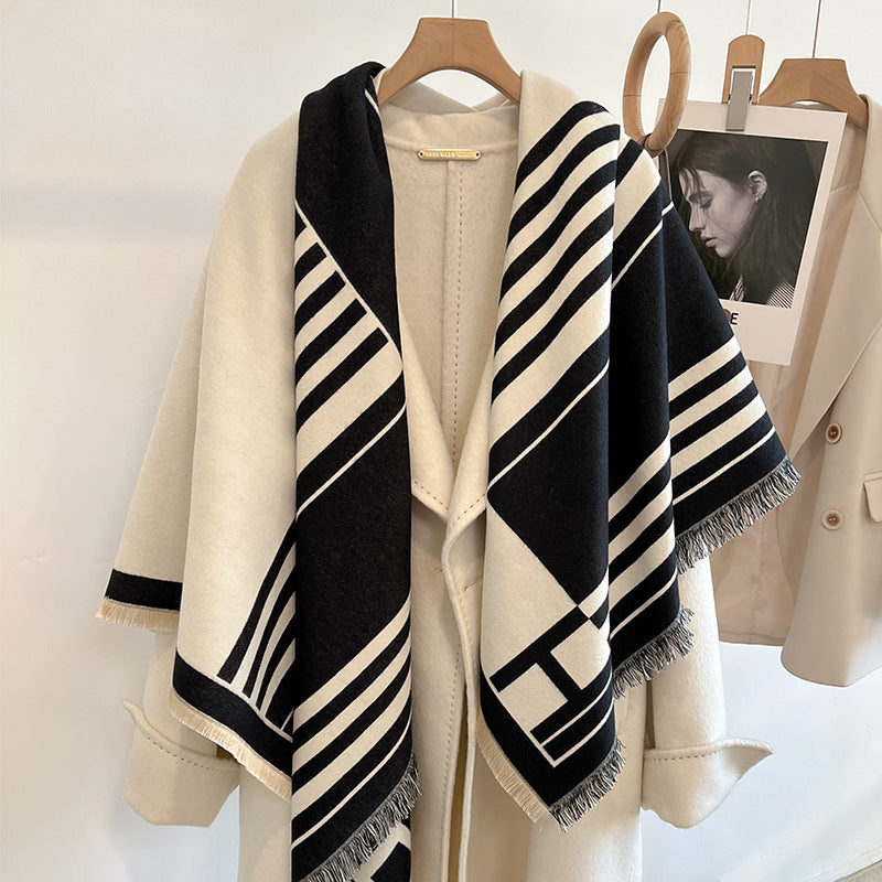 Striped cashmere scarf