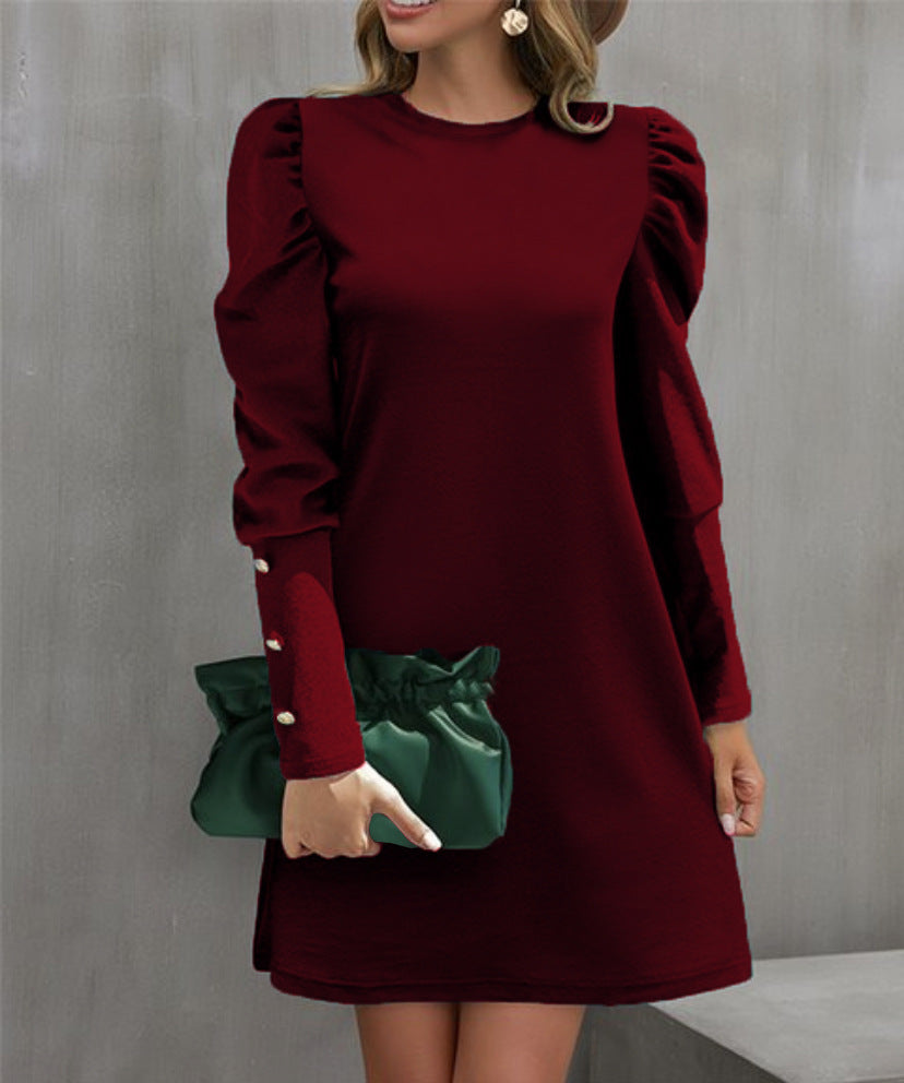 Round neck puff sleeve top