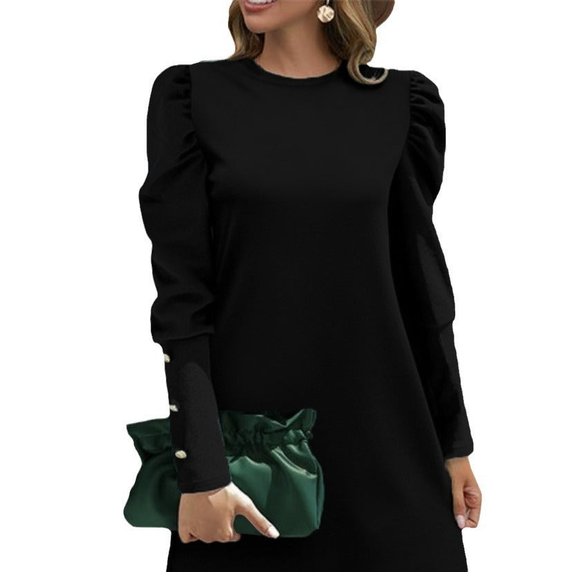 Round neck puff sleeve top