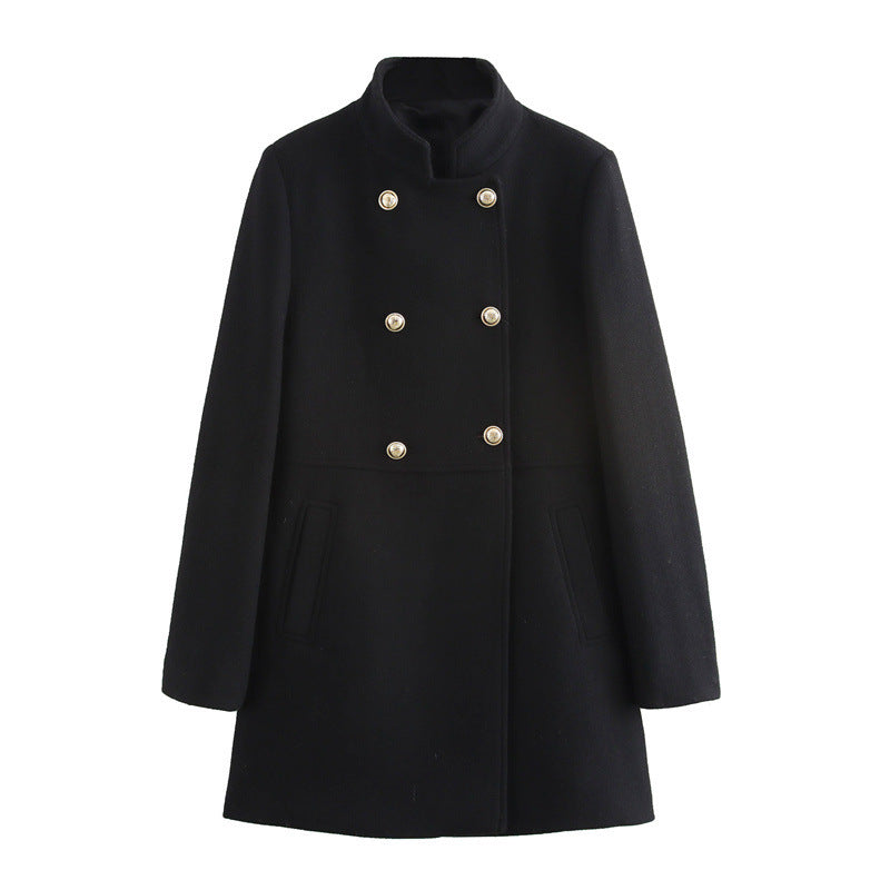 Blended double breasted coat