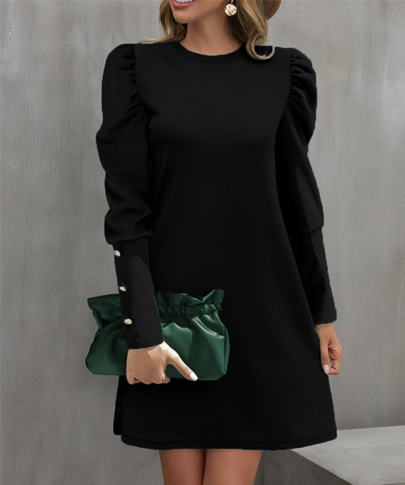Round neck puff sleeve top